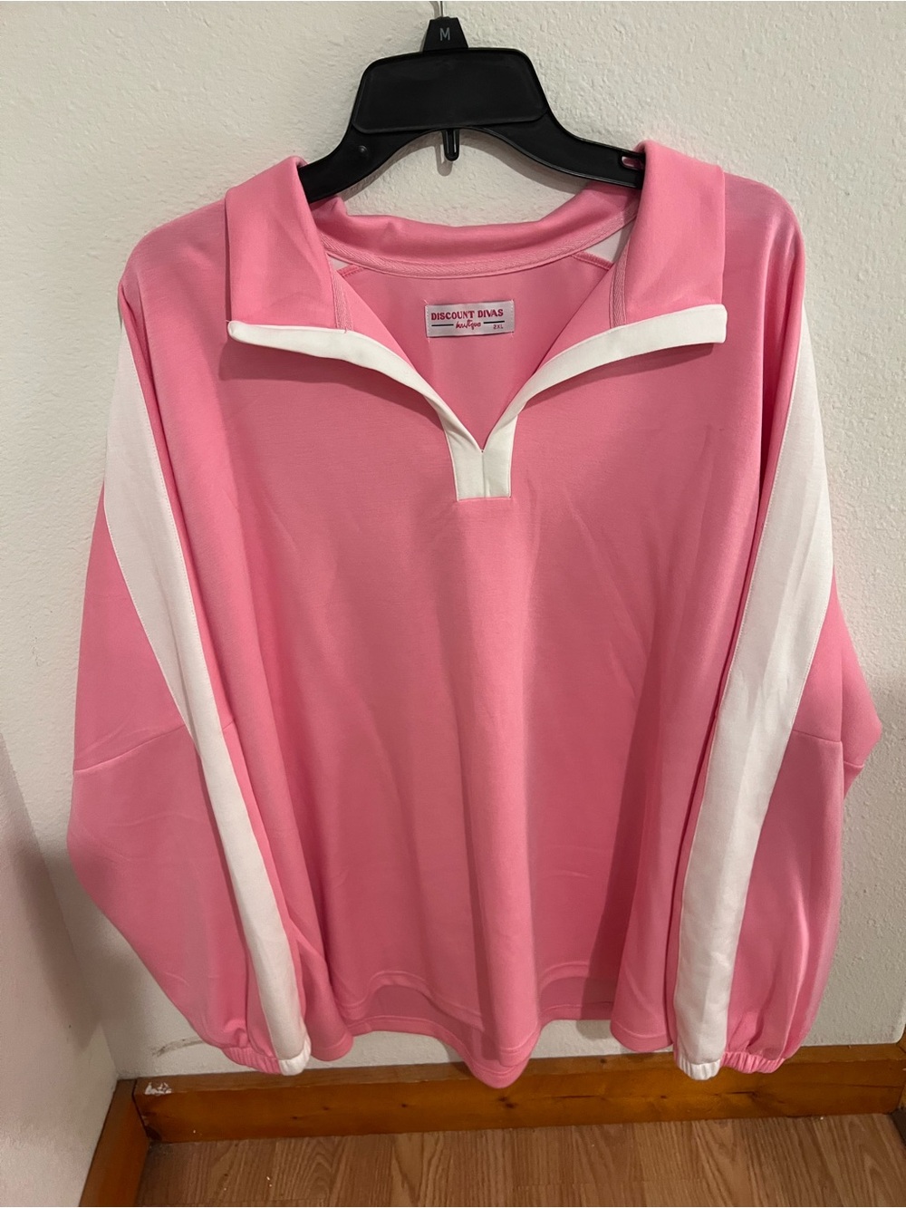 Discount Divas Pink Pullover with White Trim